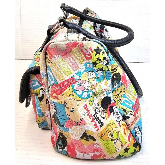 Disney Multicolor Printed Handbag With Black Accents & Dual Handles Y2K - Picture 4 of 14